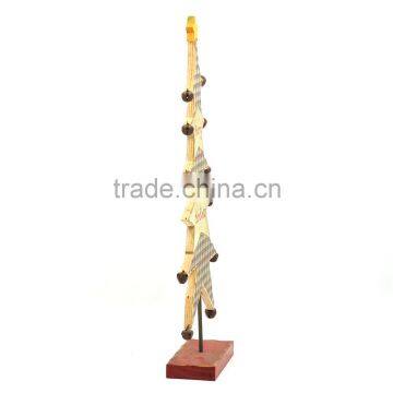 2017 New Design Mini Table Xmas Tree Decoration Carving Wood Artificial Christmas Tree With Bells photo-2