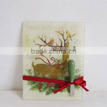 Christmas Deer boutique unbreakable Wholesale Tempered Glass Cutting Boards