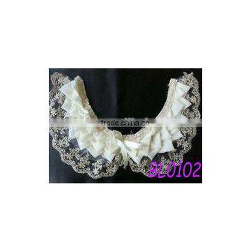 fashion handmade mesh satin fabric flower crochet collar for woman dress