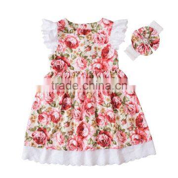 Summer Hot Sale Flower Girl Dress Boutique Baby Girl Party Dress With Matching Headband photo-3