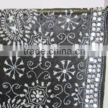 Black White Hand Embroidered PHULKARI GEORGETTE DUPATTA SHAWL Handicraft photo-5