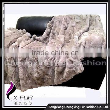 CX-D-66G Genuine Rex Rabbit Fur Natural Color Decorative Blanket Home Fur Rug photo-2
