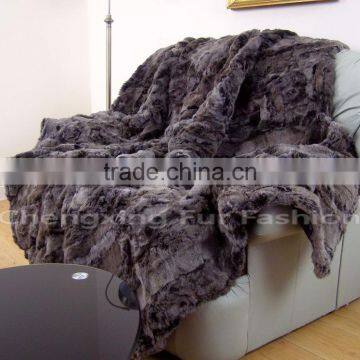 CX-D-03A Hotel Rugs Patchwork Real Rabbit Fur Animal Fur Bedding Set Fur Rug photo-3