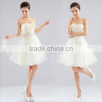 2017 Bridesmaid Short Dress Paragraph Shoulder Halter Sweet Dress Bride Lace Drilling Shoulder Wedding Dress photo-4