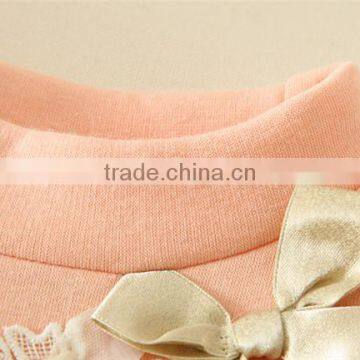 Factory In-stock Supply Solid Colors Undershirts Long Sleeves Girl Undershirt Floral Appliqued Girls Cotton Eco-friendly Clothes photo-3