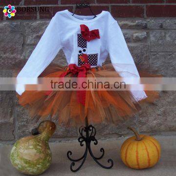 Custom Applique Turkey Embroidered Bodysuit Gobble Initial Tutu Set Girls Thanksgiving Outfits Cotton Baby Clothes