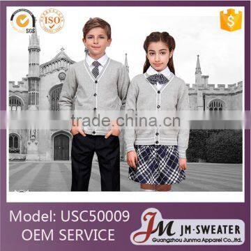 Hot sales grey cardigan children school uniform