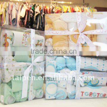 Unisex 100% Cotton 3 Colors 6Pcs Newborn Baby Clothing Gift Sets With OEM Accpeted