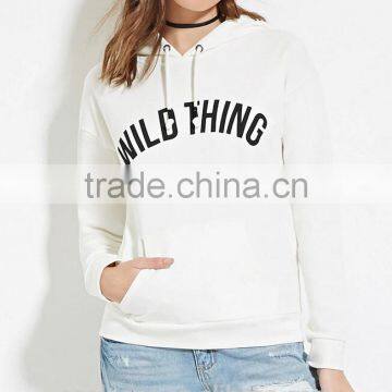 100% Cotton long sleeve women plain hoodies wholesale graphic print custom hoodies 2016