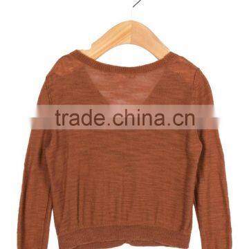 High Quality Brown Color Button Closured Baby Girl Wool Cardigan photo-2