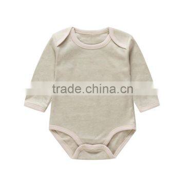 2017 Hot Selling Organic Cotton Plain Baby Boys Girls Romper Long Sleeves Set OEM Service photo-4