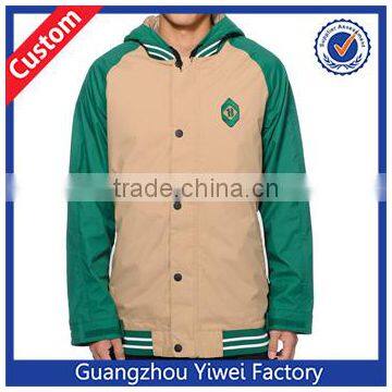 OEM New Design Stiching Green Varsity Snowboard Jacket