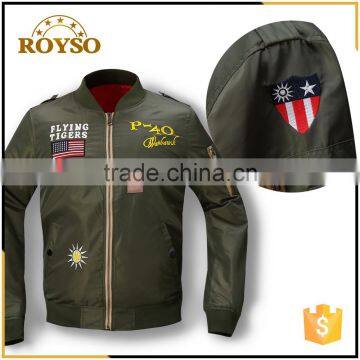 2015 New Arrival Army Green Cheap Custom Made Varsity Jackets