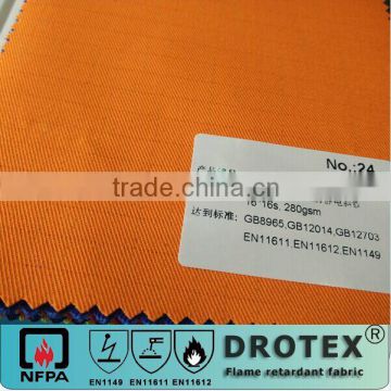 EN11611 EN1149 CVC 80/20 flame retardabt with static resistant satin 280gsm Drotex