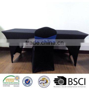 6FT Spandex Lycra Rectangle Table Cover With Open Sids To Accommodate Banquet Chairs