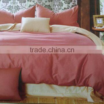 4 pieces plain dyed silk cotton satin bed sheet set