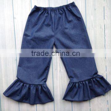 Wild legs big ruffle girls blue denim pants