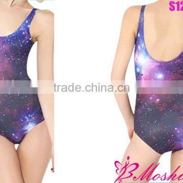 2013 Cover-ups Tankinis Set GALAXY PURPLE SWIMSUIT -LIMITED One Piece Digital Print Bathing Suit Backless Swimwear Women S125-42