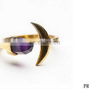 Moon Shaped Amethyst Knuckle Rings Hot Sales