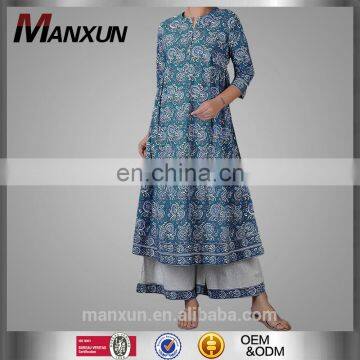 Muslim New Popular Floral Printing Abaya Loose Cosy Half Sleeve Malayu Wholesale Fashion Baju Kurung