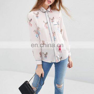 Latest Fashion Blouse Design Fashion Cutting Modern Style Chiffon Blouse photo-2