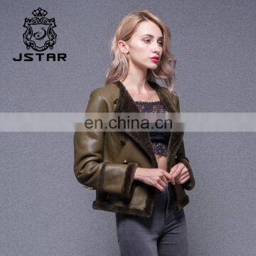 2017 Best New Design Lady Overcoat Women Lamb Leather Jacket photo-2