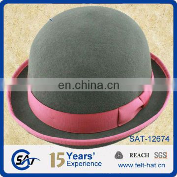 Fashion 100% Australian wool felt stingy bowler hat OEM