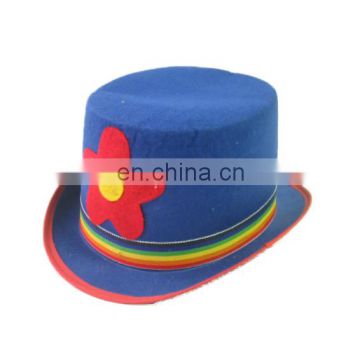 MCH-1544 Party Carnival funny cheap dress up costume accessory blue felt big top Hat with flower