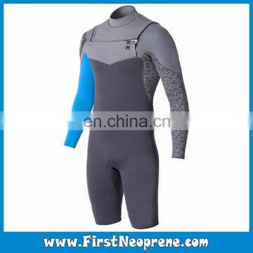 Custom Fit 2/3MM Premium Neoprene CR Men Long Sleeve Watersports Shorty Wetsuit photo-5