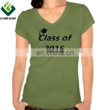 V-neck Short Sleeve Women's Graduation T-shirt