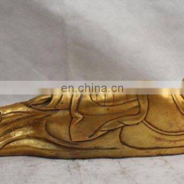 16" Chinese Tibet Buddhism Bronze Gilt Sleep Shakyamuni Sakyamuni Buddha Statue Reclining Buddha Statue Brass ART WholesalE photo-3