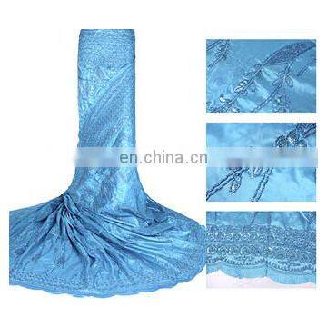 2015 Summer New Blue Satin lace fabirc for wedding dress