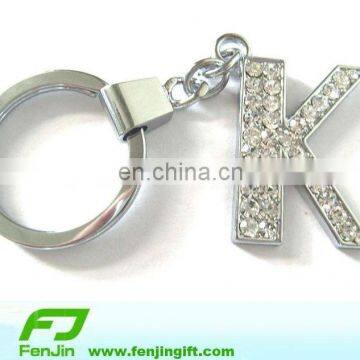 OK diamond custom metal keychain