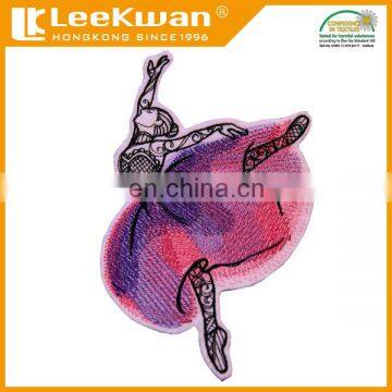 Dancing girl embroidered applique patch with iron-on backing