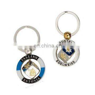 Spinning souvenir metal keyring