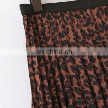 Long Elastane Waist Cheap Leopard Printing Pleats Plus Size Skirts for Fat Women photo-6