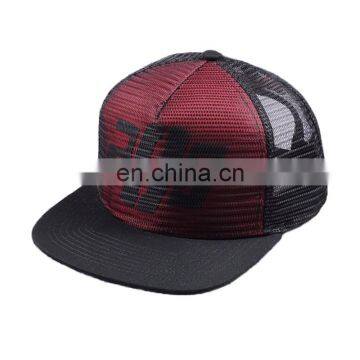 Hide applique logo flat brim full mesh trucker hat