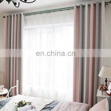 Custom Beautiful Color Stripe Cotton and Linen Yarn-dyed Jacquard Fabric Shade Blackout Finished Curtains for Home photo-2
