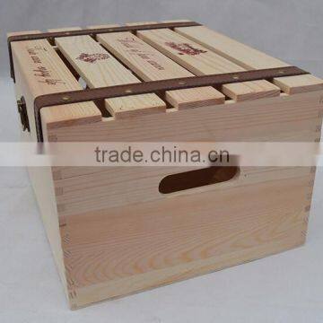 Custom Logo and Color Pine Wooden Six Wine Packaging Box,wine Gift Boxes