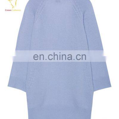 Loose Skyblue Latest Fashion Ladies Woolen Long Cardigan photo-4