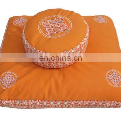 Embroidery design option buckwheat filled meditation cushion seat