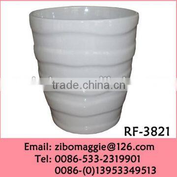 Hot Sale Barrel Shape Colored Emboosed Print Wholesale Ceramic Planters for Promotion