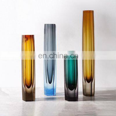 High Quality Home Craft  Minimalist Decorative Stand Long Vases Modern Mini Glass Vase