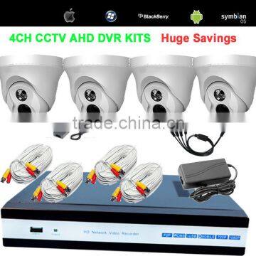 H.264 720P 4CH DVR KITS With 4 Plastic Dome Camera 4CH 720P AHD CCTV DVR Kit