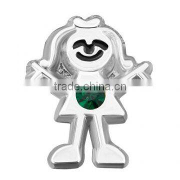 Emerald gemstone birthstone floating charm (May)