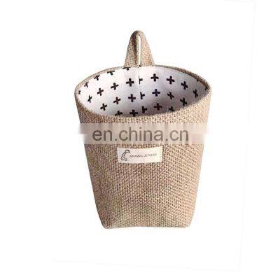 Linen Fabric Linen Bag Sundries Storage Hanging Bag Desk Organizer Makeup Organizer