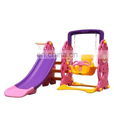 Cheap Factory Price Durable Safety Cartoon Kindergarten Preschool Home Set Plastic Indoor Children Slide with Basketball Ring