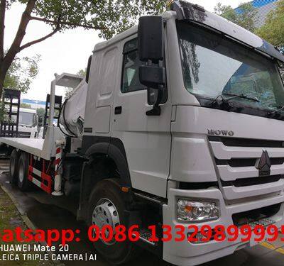 HOT SALE! cheapest price SINO TRUK HOWO 6*4 RHD 14tons flatbed truck with knuckle crane boom for sale