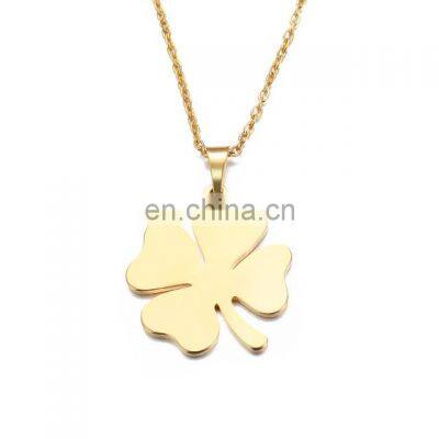 Customized Shape Stainless Steel Lucky Four Leaf Clover Pendant Necklace for Women Jewelry