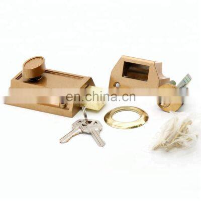 Heavy Duty Anti-Pry Rim Square Latch Deadbolt Locking with Brass Cylinder